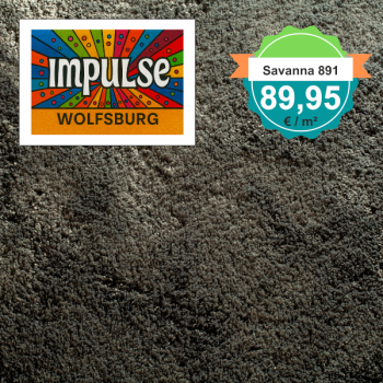 JAB Savanna 891 Kohle – Draufsicht des Hochflor-Teppichbodens mit Preisangabe